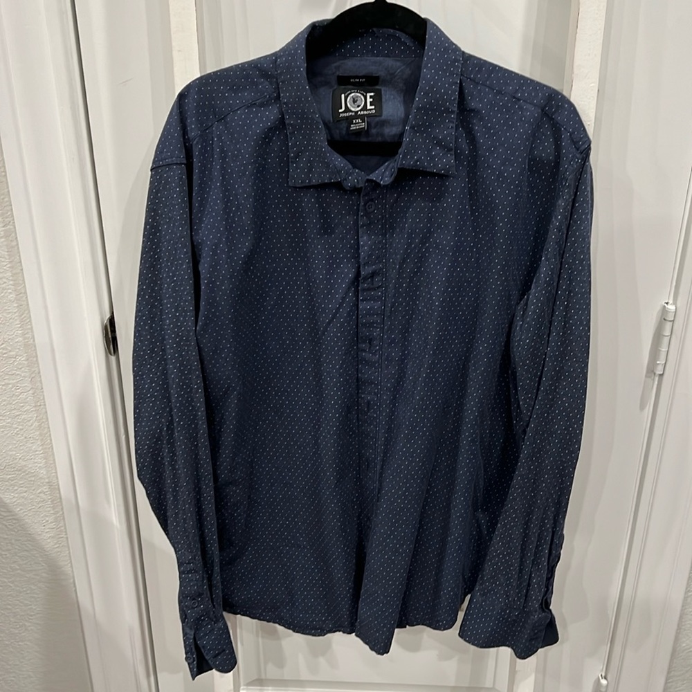 Dark Blue w/Tiny White Dots Long Sleeve Button-Up Shirt Sized Men’s XXL by Joe